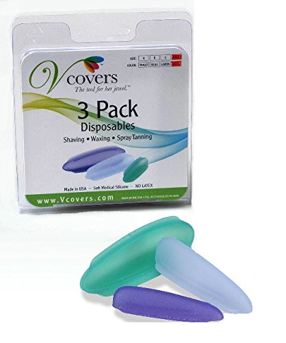 Bikini Hair Removal protection Vcovers 3 Pack Assorted sizes A B C and colors - Bikini hair trim cut color removal spray tanning and other bikini cosmetic procedures.