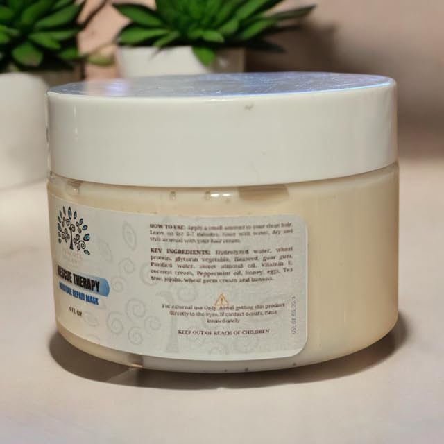 Rescue Therapy Mask - Egg Protein Hair Treatment for Dry Damaged Hair - Moisturizing Hair Mask - 4oz