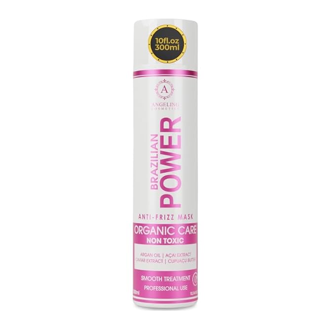 300ML/10.14 fl.oz ANGELING POWER Brazilian Keratin Hair straightener Treatment Anti Frizz Tanino Coconut Hyaluronic Acid Macadamia Argan Oil Collagen keratina straightening blowout mask dry damaged