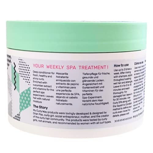 Cucumber Deep Conditioner 12oz - Deep Conditioning Hair Mask for Curly Hair 100% Vegan - Infused with Vitamins for a Curly SPA Experience Humidity Fighter for Dry Damaged Hair