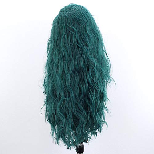Beautiful Green Loose Curl Synthetic Lace Front Wigs for Women Long Curly Wavy Natural Looking Heat Resistant Fiber Hair Wig With Baby Hair 24inch