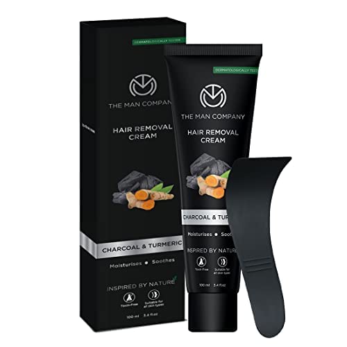 The Man Company Hair Removal Cream for Men Enriched with Charcoal &amp Turmeric Dermatologically Tested For All Skin Types - Pack of 2