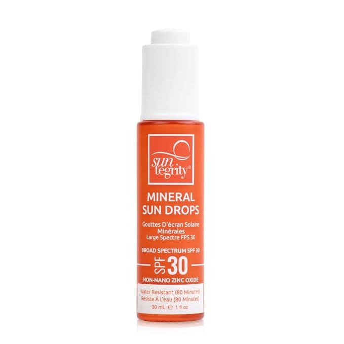 Suntegrity Mineral Sun Drops SPF 30 | Broad Spectrum Zinc Oxide Sunscreen for Face | Vegan Reef-Safe Non-Greasy Daily Sun Protection | Fragrance-Free Lightweight Formula