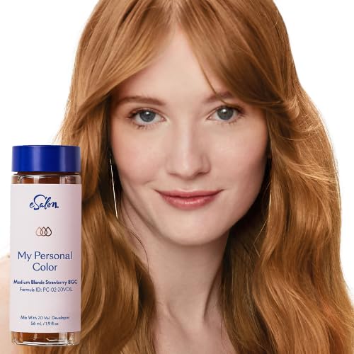 eSalon Permanent Hair Color &amp Hair Dye Complete Kit - Medium Blonde Strawberry- Personal Colorist Kit for Up To 100% Gray Coverage for All Hair Types - Professional-Grade Ammonia-Free Hair Dye