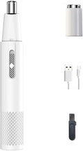 2-in-1 Rechargeable Electric Nose Hair Clipper Unisex Fully Automatic Washable Trimmer with Multi-Kinetic Shaving(White Plus shaving heads A)