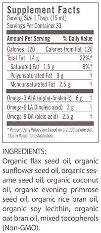 Flora Udo's Oil 3-6-9 Blend - Vegan Omega-3 &amp Omega-6 Oil - Contains Organic Coconut Oil Flax Seed Oil &amp More - Keep Chilled - 17 fl. oz.