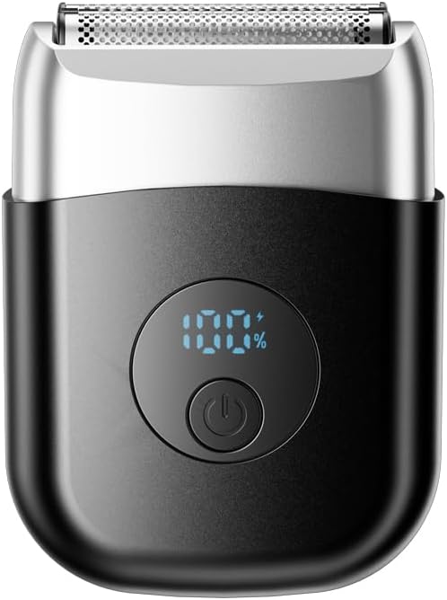 Electric Foil Shavers for Men New Mini Electric Razor with 3 Floating Blades LED Display USB-C Fast Rechargeable Travel Portable Beard Trimmer for Men Gifts for Dad Him (Black)