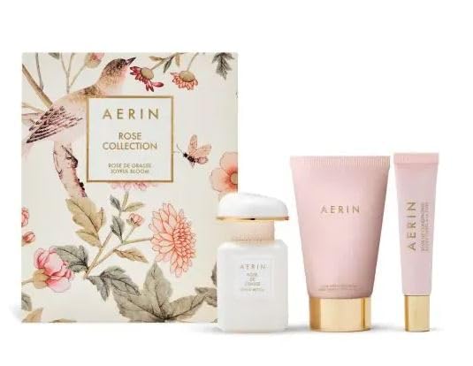 Aerin Rose Collection - Rose De Grasse Joyful Bloom Set - EAU De Parfum 1 fl oz / 30 ml  Hand and body cream and Lip conditioner.