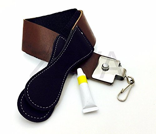 MEN'S BARBER STRAIGHT RAZOR LEATHER SHARPENING STROP/STRAP &amp DOVO PASTE USA