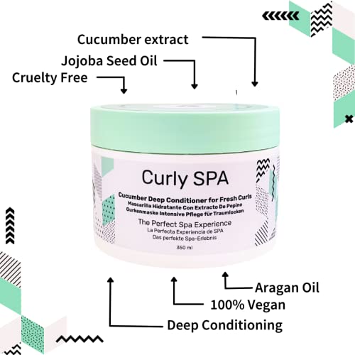 Cucumber Deep Conditioner 12oz - Deep Conditioning Hair Mask for Curly Hair 100% Vegan - Infused with Vitamins for a Curly SPA Experience Humidity Fighter for Dry Damaged Hair
