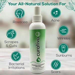 Curativa Bay .02% Hypochlorous Skin Spray Clear Skin Most effective For Total Skin Health and the Base for all Skin Care. 100% Organic Made in USA Produces Great Results 8 OZ.