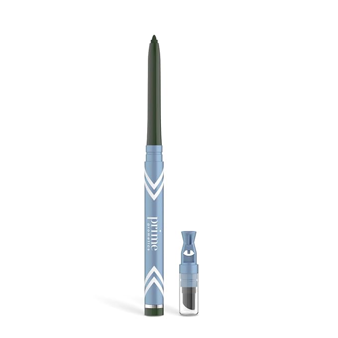 PRIME PROMETICS PrimeEyes Glide Eyeliner for Mature Women ? Waterproof Long-Stay and Mess-Proof ? Gel Creme Texture Discreet Sharpener and Effective Smudger (Emerald)