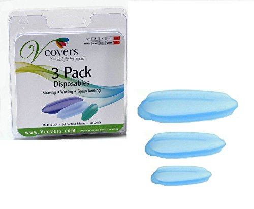 3 Pack Bikini hair removal protection for shaving trimming coloring and spray tanning. Assorted sizes A B and C in BLUE.