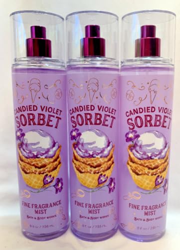 3 Candied Violet Sorbet Fine Fragrance Mist bath body Set