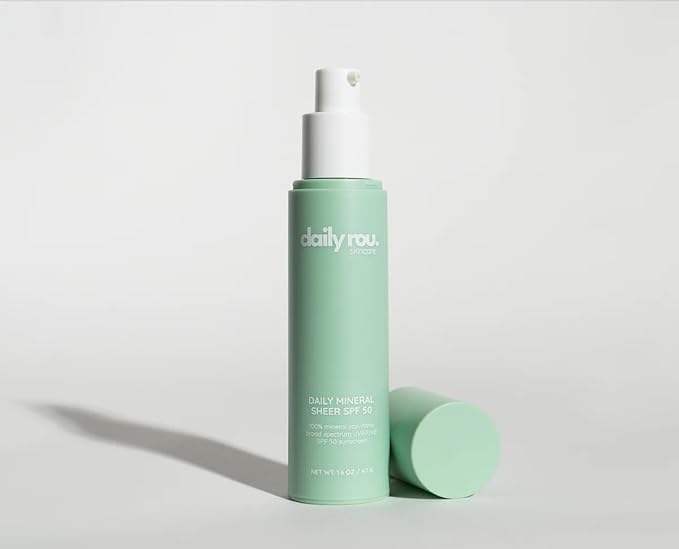 DailyRou Daily Mineral Skincare ? Hydrating &amp Brightening Face Sunscreen for Men &amp Women ? Lightweight Non-Greasy Formula for Healthy Smooth Glowing Skin (Sheer)