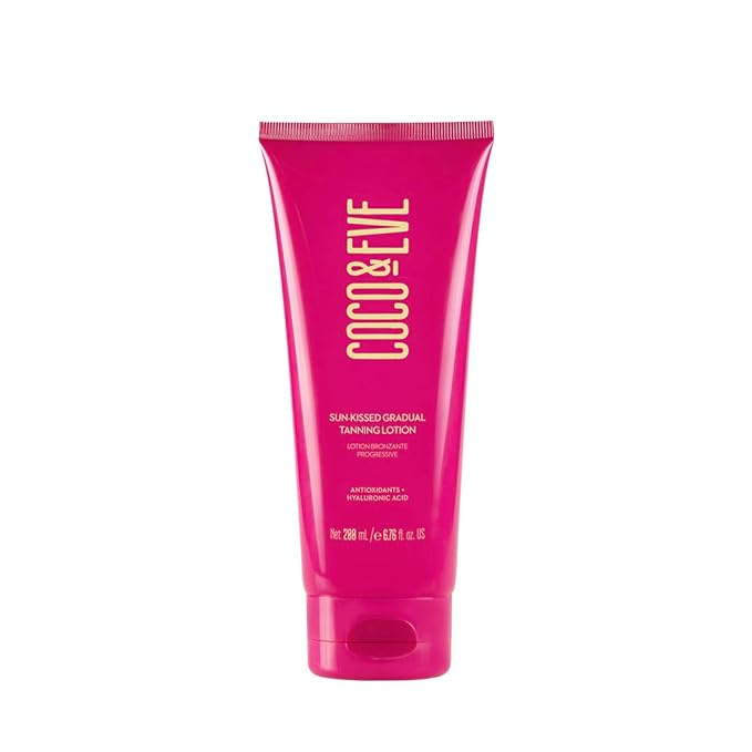 Coco &amp Eve Sun-kissed Gradual Tanning Lotion - Natural Sunless Moisturizing Tanner with 72H Hydration &amp Streak-Free Buildable Glow. Skincare-Infused with Antioxidants and Hyaluronic Acid (6.7