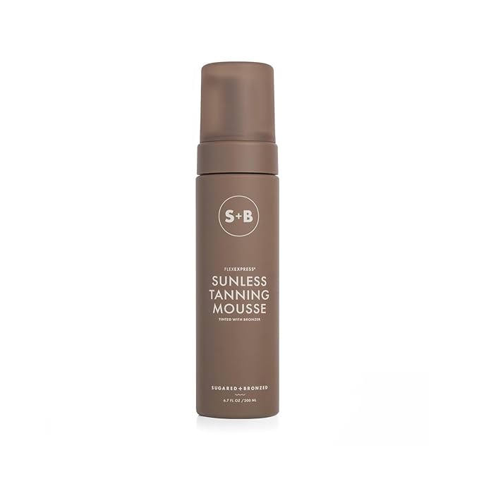 SUGARED + BRONZED Sunless Tanning Mousse ? FlexExpress® Formula Self-Tanner for Body Lightweight &amp Non-Greasy Natural Glow Paraben Free Long-Lasting Tan Quick-Dry Suits All Skin Types (6 Fl