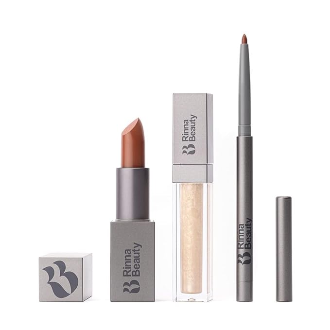 Rinna Beauty Icon Lip Kit - Showstopper- All-in-One Lip Kit Includes Lipstick Lip Gloss Lip Liner - Cool Brown look - Vegan Long-Lasting Anti-Aging &amp Moisturizing Cruelty-Free - 1 each