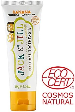 Jack N' Jill Natural Toothpaste for Baby and Infants - Fluoride Free Training Toothpaste 40% Xylitol BPA Free - Banana 1.76 oz (Pack of 4)
