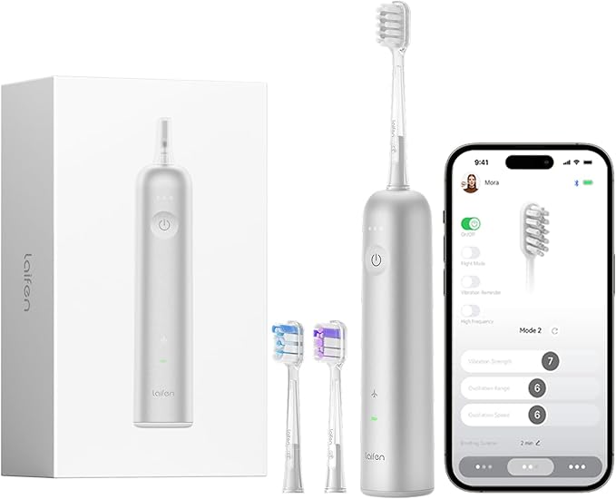 Laifen Wave Electric Toothbrush Oscillation &amp Vibration Sonic Electric Toothbrush for Adults with 3 Brush Heads IPX7 Waterproof ADA Accepted Travel Powered Toothbrush (Aluminum Alloy)
