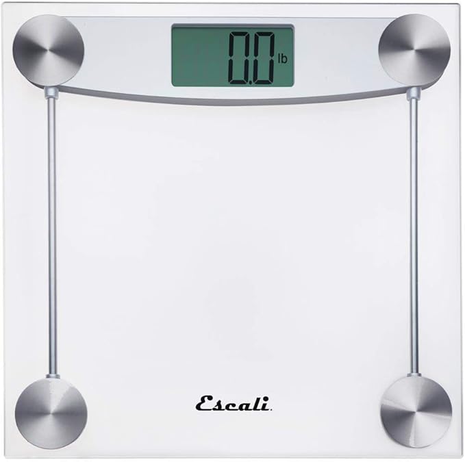 Escali Digital Glass Bath Scale for Body Weight Bathroom Body Scale High Capacity of 400 lb Battery Included Clear Glass