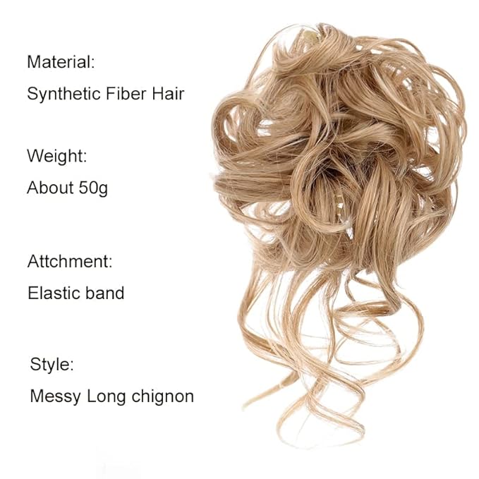 Hair Accessories Synthetic Hair Bun Messy Curly Bun Claw Clip Bun Headband Wig Ponytail Hair Extensions Women Wig Hair Bun Hair Pieces For Women(SW207-05)