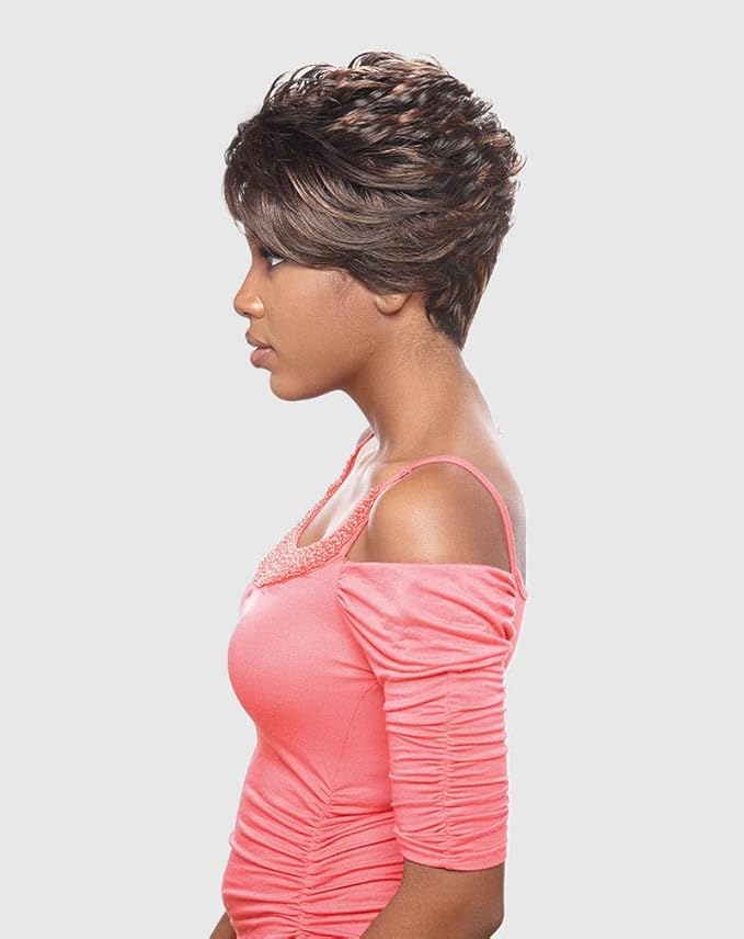 VANESSA Fashion Wigs XShort Length Wavy Style with Swept Bangs Synthetic Hair Wig - NALBY (3T51)