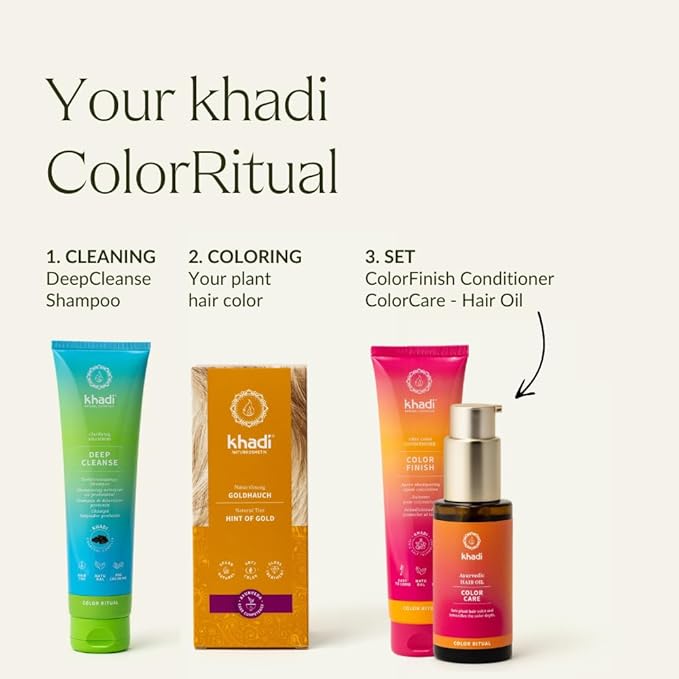 khadi HINT OF GOLD Natural Hair Color - Hair Color for shiny golden shimmer golden blonde to brilliant copper - 100% herbal &amp natural - 3.5 oz