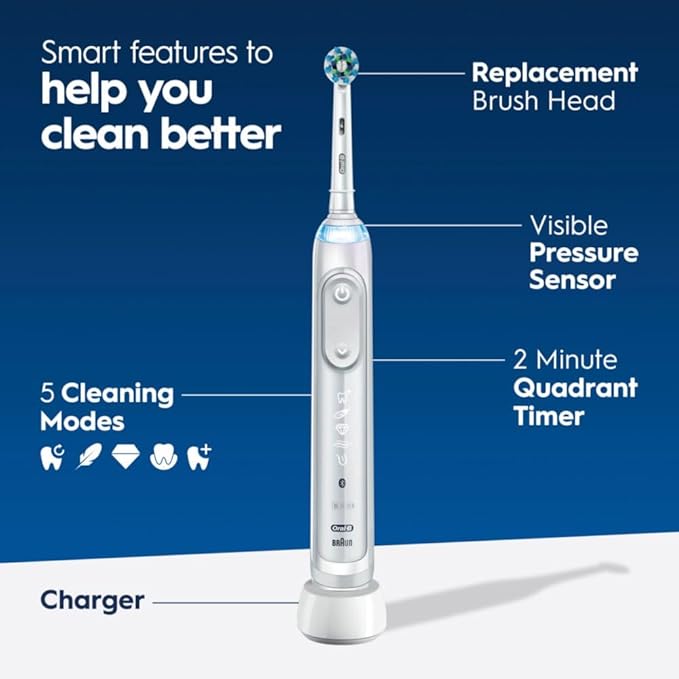 Oral-B Genius X Limited Rechargeable Electric Toothbrush with 1 Replacement Brush Head Travel Case White