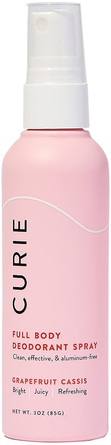 Curie Full Body Spray Deodorant for Men and Women Aluminum Free Deodorant with No Baking Soda 3oz (Grapefruit Cassis)