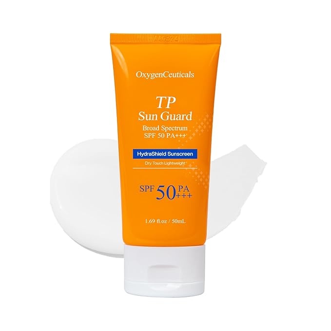 OxygenCeuticals TP Sun Guard - SPF 50+ Reef-Friendly Oxybenzone &amp Octinoxate Free Lightweight &amp Hydrating Daily Sunscreen with Chamomile Scent No White Cast. 1.69 fl.oz (50ml)