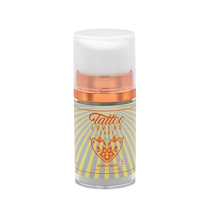 Tattoo Lovers Care Tattoo SPF 50 Sunscreen Mineral Based Deeply Moisturizes &amp Protects Ink Against Fading Tattoo Fade Protection and Moisturizer Vegan Organic 1.7oz