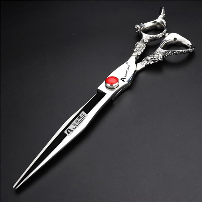 7/7.5/8/9 inch scissors silver professional hairdresser hair cut and trim diluted sharp 440C steel (7.5 inch flat shear)