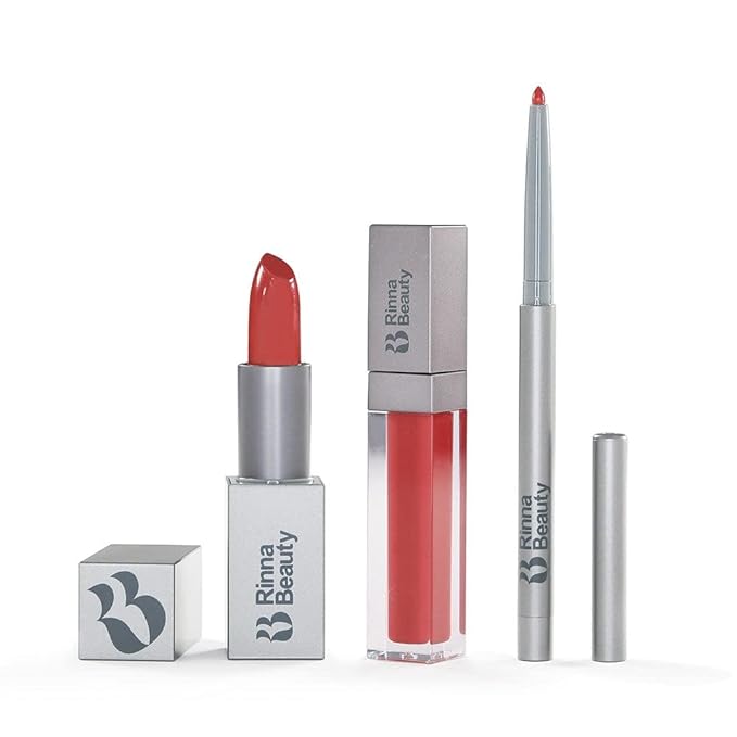 Rinna Beauty Icon Lip Kit - Kiki- All-in-One Lip Kit Includes Lipstick Lip Gloss Lip Liner - Cool Brown look - Vegan Long-Lasting Anti-Aging &amp Moisturizing Cruelty-Free - 1 each
