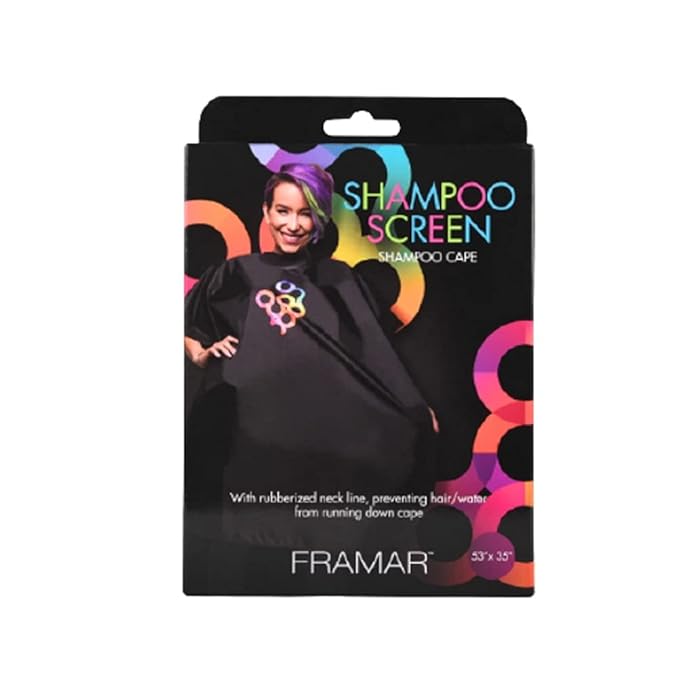 FRAMAR Black Salon Cape ? Shampoo Hair Cape Salon Color Capes Chemical Capes For Hairstylist Hair Dressers Drape Cosmetology Supplies Barber Supplies - Snap Closure &amp Rubberized