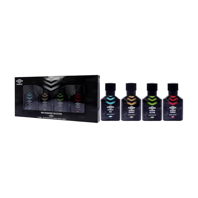 Umbro Mini Fragrance Collection by Umbro for Unisex - 4 Pc Mini Gift Set 1oz Power EDT Spray 1oz Ice EDT Spray 1oz Energy EDT Spray 1oz Action EDT Spray
