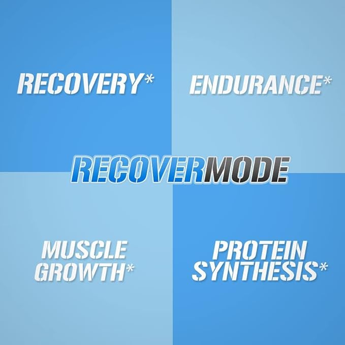 Evlution Nutrition Recover Mode- Complete Post Workout with BCAAs Immunity Support Vitamin C D &amp E Electrolytes Hydration Creatine Glutamine Beta-Alanine L-Carnitine 30 Serve Blue Raz