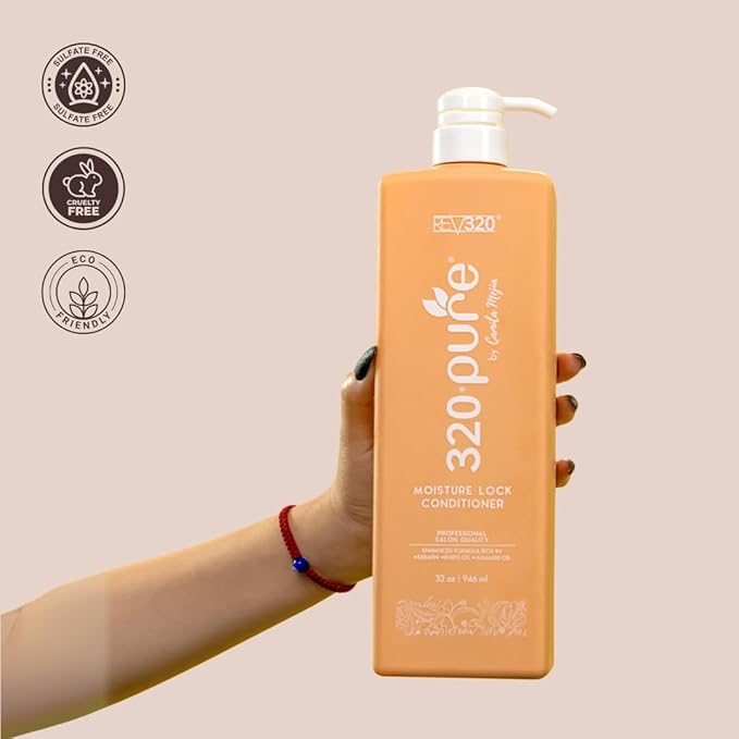 320Pure Moisture Lock Conditioner 32oz Hydrating Moisturizing Hair Conditioner for Women &amp Men Sulfate-Free Keratin &amp Argan Oil Formula for Color-Treated Damaged Dry Straight and Curly