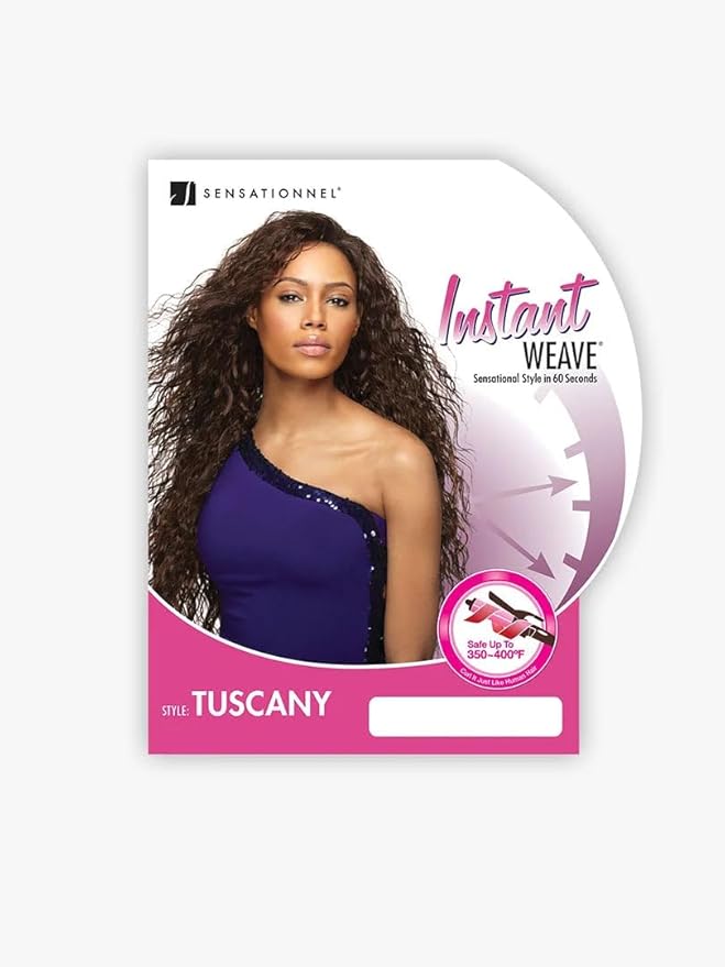 Sensationnel Instant Weave Half Wig - Tuscany Synthetic Wig Cap for Seamless Hair Blending (WINE/BK)