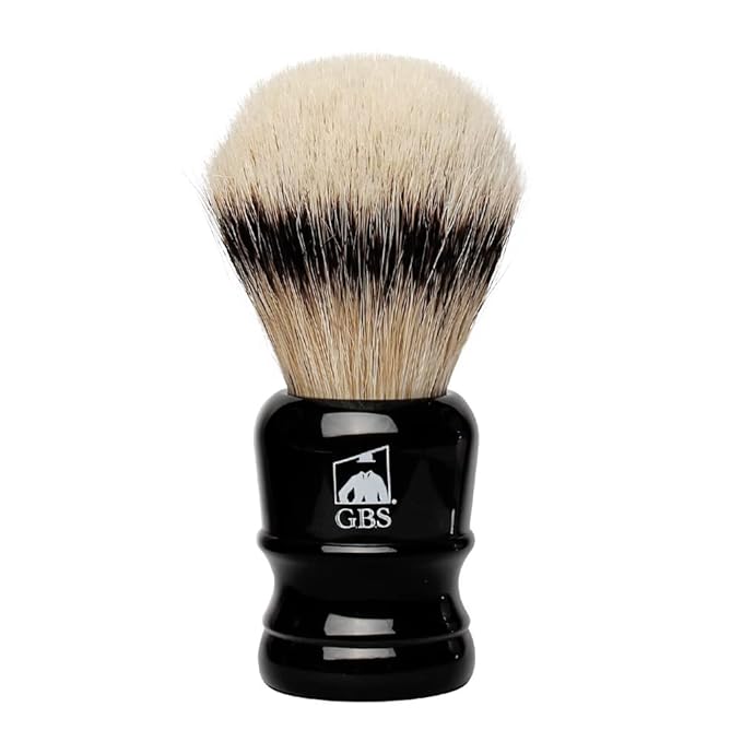 G.B.S Silver Tip Badger Bristle Shaving Brush Beard Eliminator Tall Stand for Storage