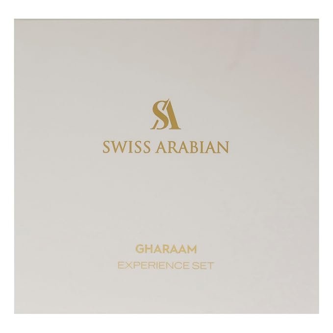 Swiss Arabian Gharaam for Unisex - 4 Pc Mini Gift Set 3 x 10ml Perfume Spray 1 Metal Case