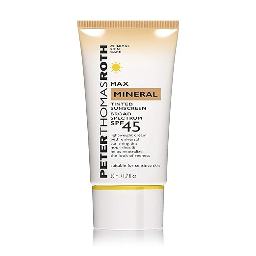 Peter Thomas Roth | Max Mineral Tinted Sunscreen Broad Spectrum SPF 45 | Tinted Moisturizer with SPF Water-Resistant Mineral Sunscreen For Sensitive Skin 1.7 Fl Oz
