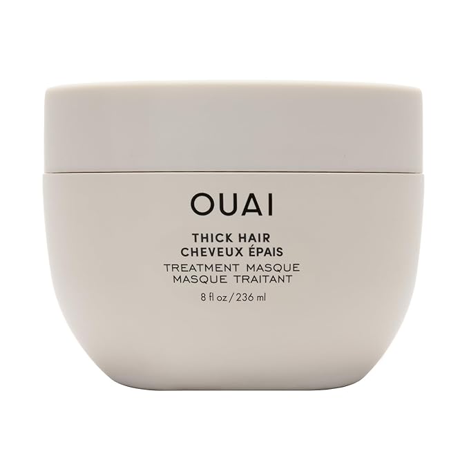 OUAI Thick Hair Mask - Deep Conditioning Hair Mask with Almond Oil Olive Oil &amp Hydrolyzed Keratin to Restore Damaged Strands - Phthalate &amp Paraben Free (8 fl oz)