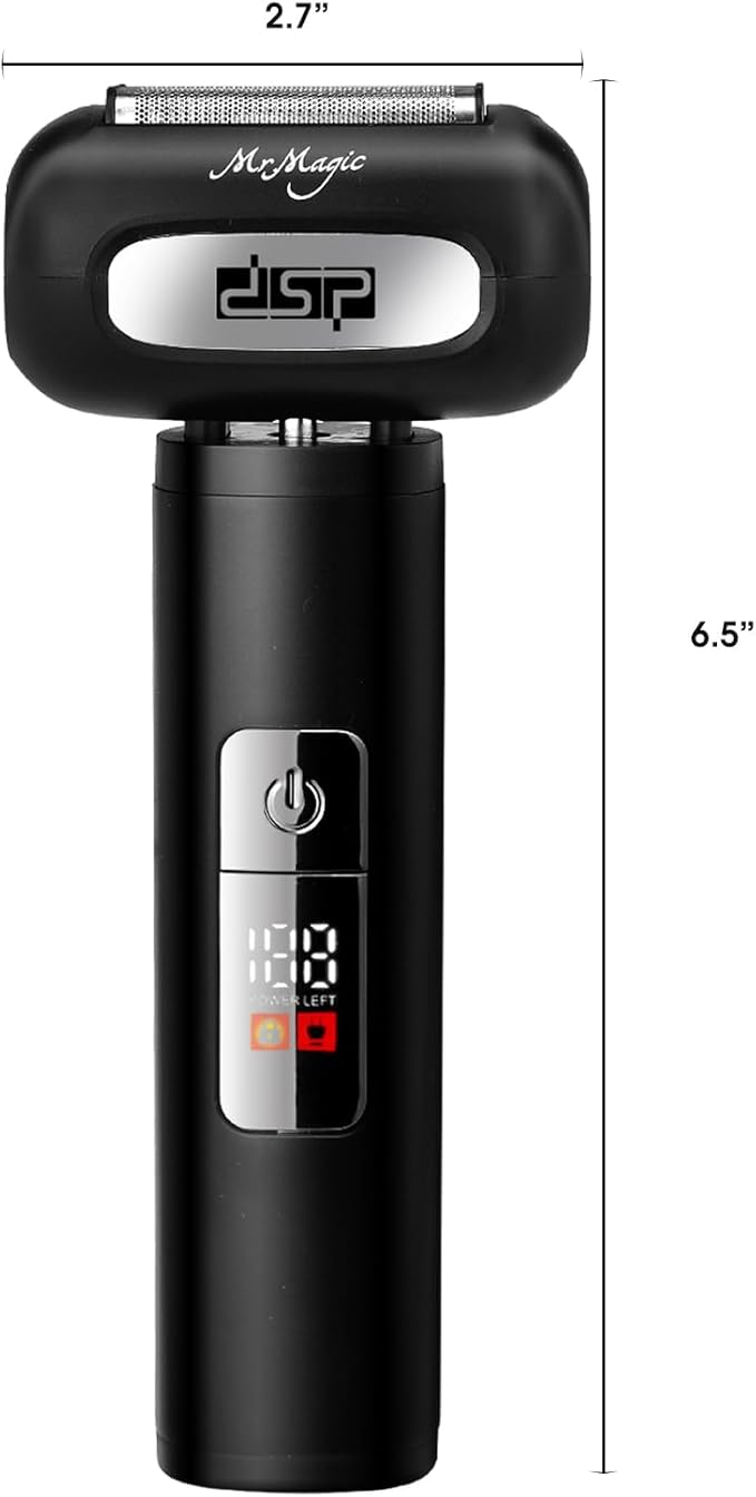 DSP Electric Shavers for Men IPX6 Waterproof Type-C Rechargeable Shaver 4-Blade Cutting System Electric Foil Shaver Travel Lock (Black)