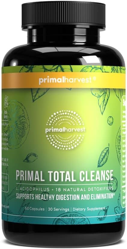Primal Harvest Full Body Detox Cleanse LiverKidneyGutBowelIntestinal &amp Stomach Cleanse 60 Count Bottle