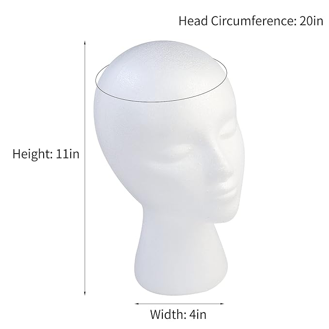 BALABALA 3 Pcs Foam Wig Head Female Styrofoam Mannequin Hairpieces Stand Holder Cosmetics Model Head Wig Display for Style Model Display Hair Hats Hairpieces Mask  Salon and Travel