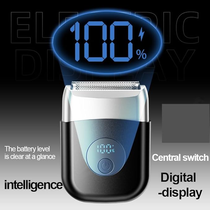 Electric Foil Shavers for Men New Mini Electric Razor with 3 Floating Blades LED Display USB-C Fast Rechargeable Travel Portable Beard Trimmer for Men Gifts for Dad Him (Black)