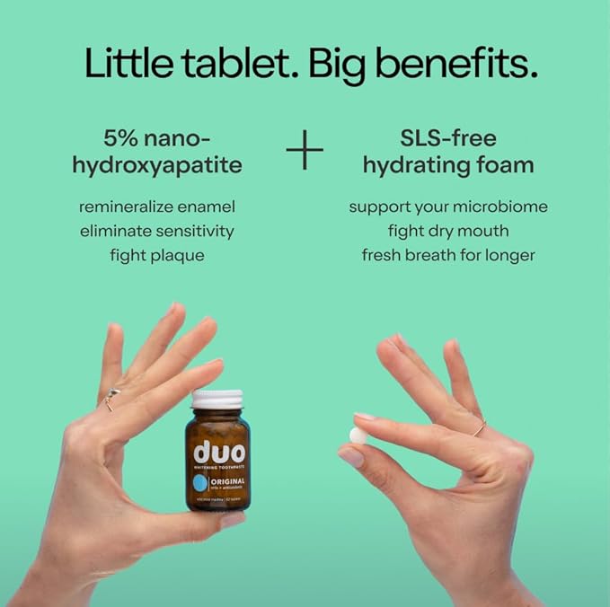Duo Immunity Toothpaste Tablets ? Vitamin D3 + B12 with Nano-Hydroxyapatite | Oral Health Supplement | Wild Mint &amp Sage Flavor | 186 Tablets 1 Bottle