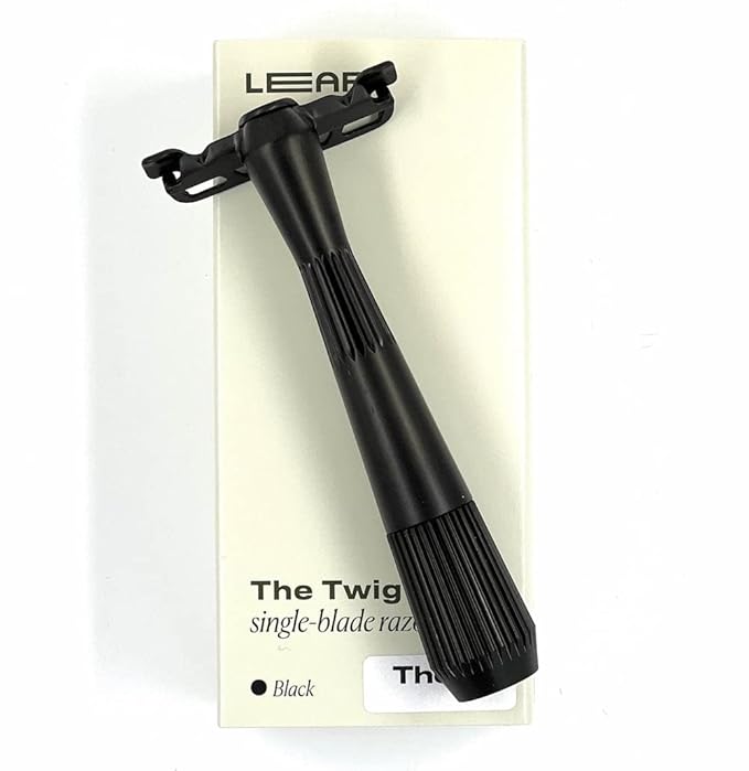 Leaf Shave | Leaf Twig Razor All-Metal Single Blade Razor for Men &amp Women Fixed Head with Magnetic Load Assist Includes 5 Stainless Steel Blades - Face Shaving Lighter Hair Sensitive Skin - Bla