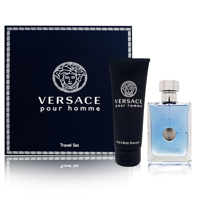 Versace Pour Homme Men Gift Set (Eau De Toilette Spray Hair and Body Shampoo)
